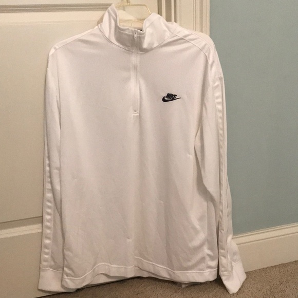 Mens Nike White Quarter Zip Shirt L 